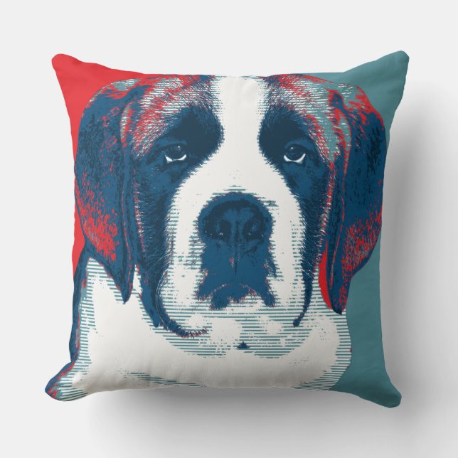 Saint Bernard Puppy Hope Political Parody Design Kissen (Vorderseite)
