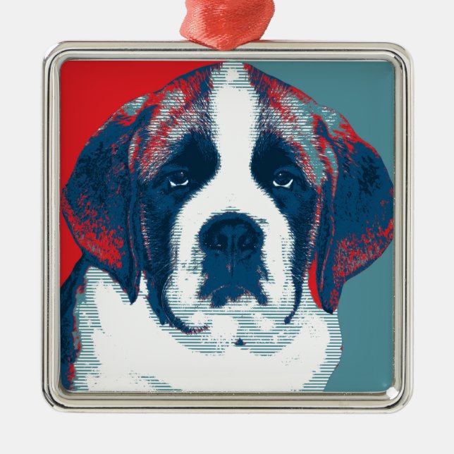 Saint Bernard Puppy Hope Political Parody Design Ornament Aus Metall (Vorne)