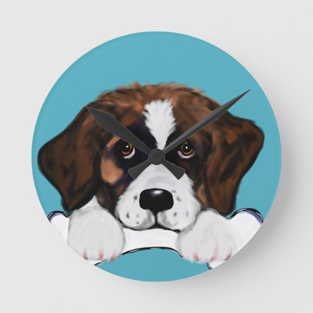 Saint Bernard Runde Wanduhr (Vorderseite)