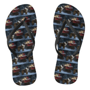 Saint Bernard Snowy Sleigh Weihnachtsdekor Flip Flops