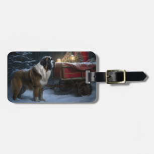 Saint Bernard Snowy Sleigh Weihnachtsdekor Gepäckanhänger