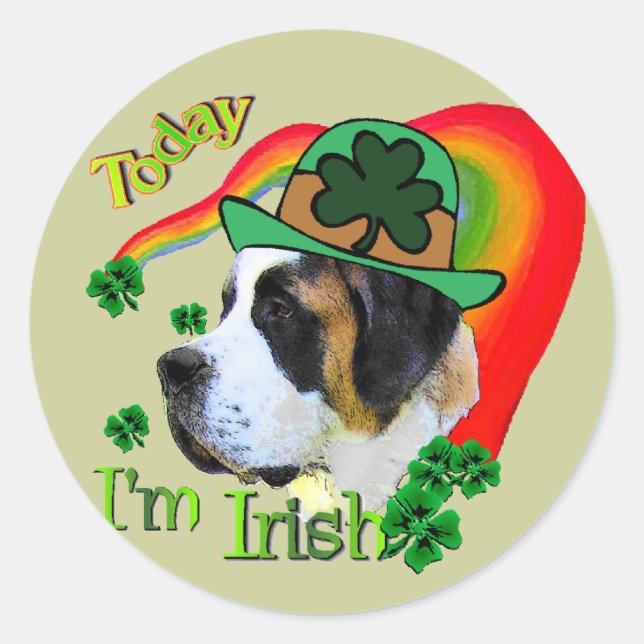 Saint Bernard St Patricks Day Runder Aufkleber (Vorderseite)