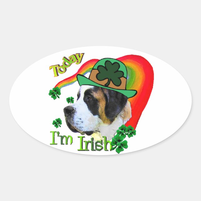 Saint Bernard St Patricks Ovaler Aufkleber (Vorderseite)