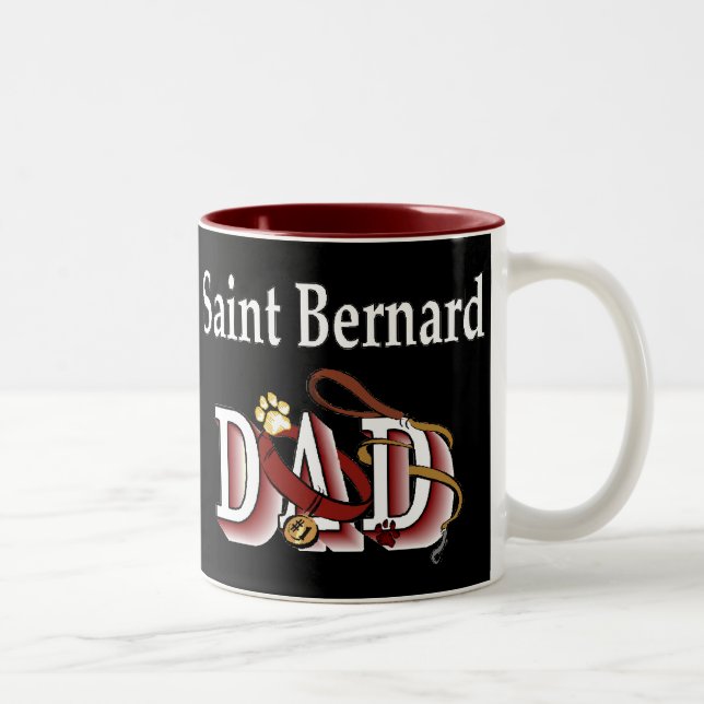 Saint Bernard Vater Geschenke Zweifarbige Tasse (Rechts)
