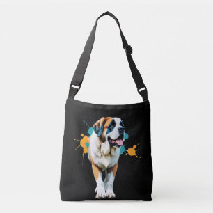 Saint Bernard Vector Art mit lebhaften Farben Tragetaschen Mit Langen Trägern
