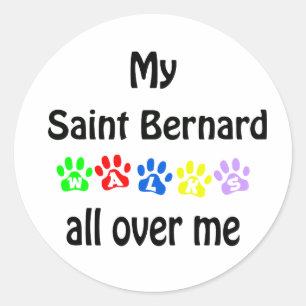 Saint Bernard Walks Design Runder Aufkleber