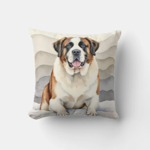 Saint Bernard Wasserfarben-Schneewehen-Kunst Kissen