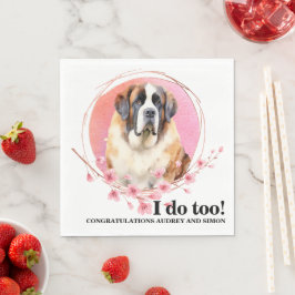 Saint Bernard Wedding Napkins mit Hogs Foto Serviette