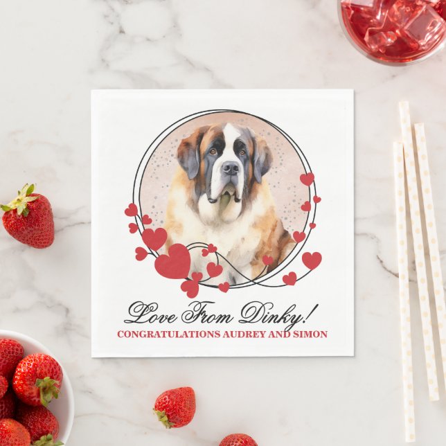 Saint Bernard Wedding Napkins mit Hogs Foto Serviette (Beispiel)