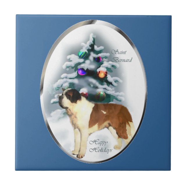 Saint Bernard Weihnachten Fliese (Vorderseite)