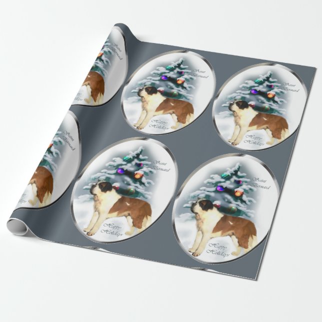 Saint Bernard Weihnachten Geschenkpapier (Ungerollt)