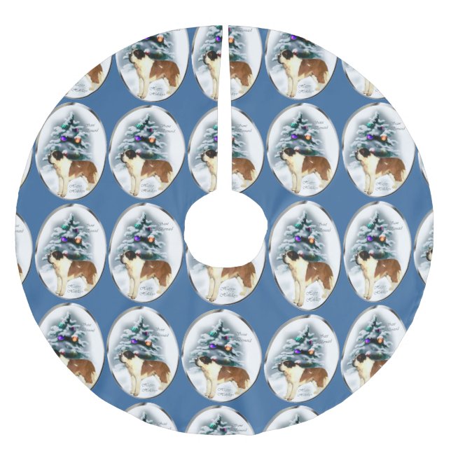 Saint Bernard Weihnachten Polyester Weihnachtsbaumdecke (Vorderseite)