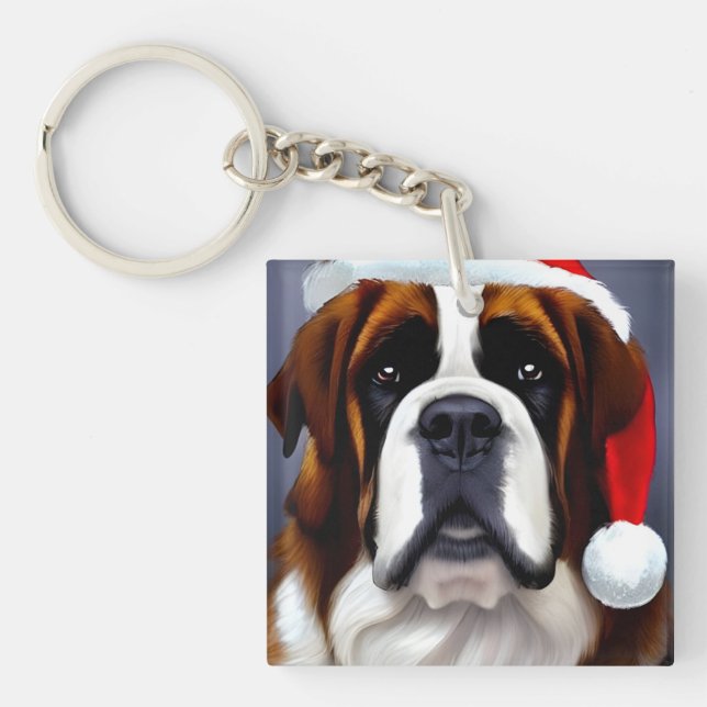 Saint Bernard Weihnachten Schlüsselanhänger (Vorderseite)