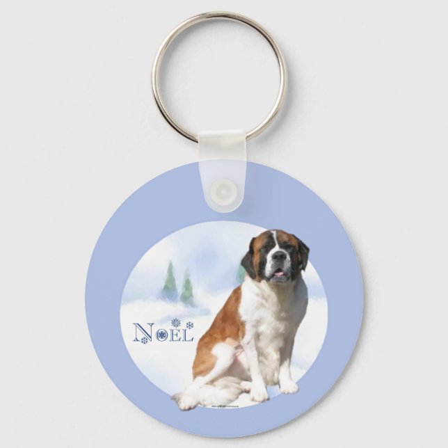 Saint Bernard Weihnachten Schlüsselanhänger (Vorderseite)