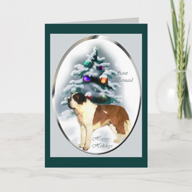Saint Bernard Weihnachtsgeschenke Feiertagskarte (Vorderseite)