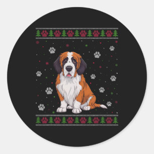 Saint Bernard Weihnachtssüßer Xmas Haustier Do Runder Aufkleber