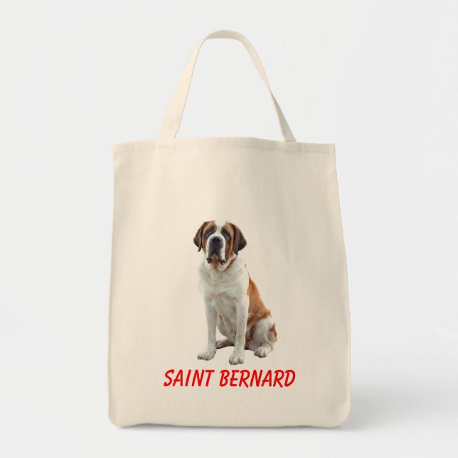 Saint Bernard Welpe Hund Leinwand Lebensmittelgesc Tragetasche (Vorne)