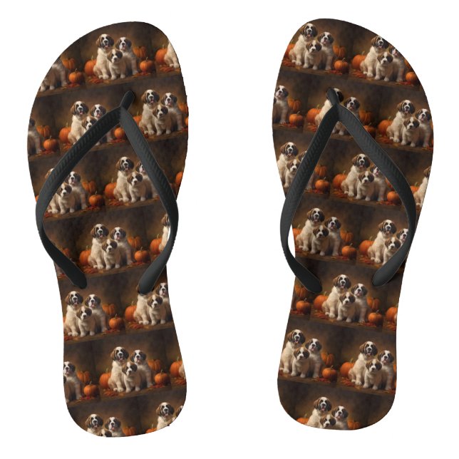 Saint Bernard Welppy Herbst Kürbis Flip Flops (Fußbett)