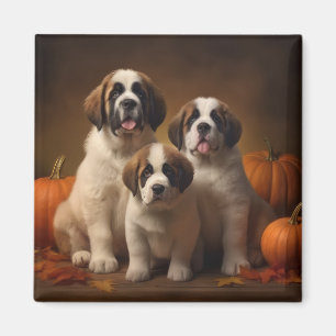 Saint Bernard Welppy Herbst Kürbis Magnet