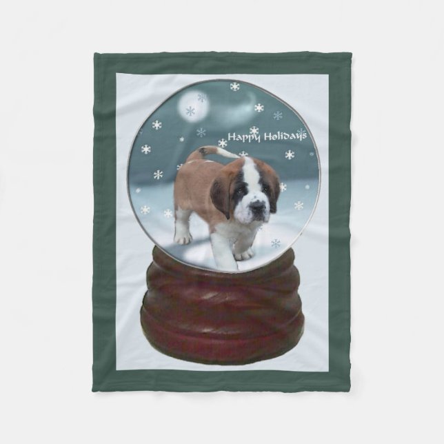 Saint Bernard Welppy Weihnachten Fleecedecke (Vorderseite)
