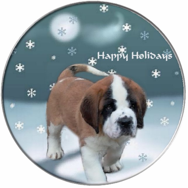 Saint Bernard Welppy Weihnachtsgeschenke Fotoskulptur Ornament (Vorne)