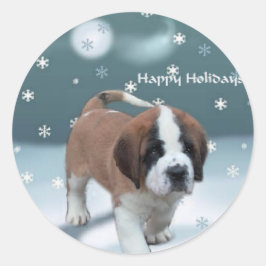 Saint Bernard Welppy Weihnachtsgeschenke Runder Aufkleber