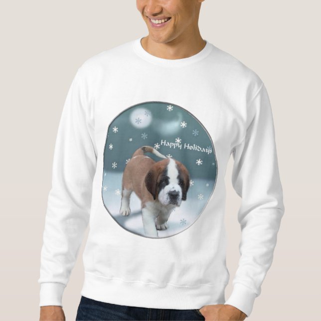 Saint Bernard Welppy Weihnachtsgeschenke Sweatshirt (Vorderseite)