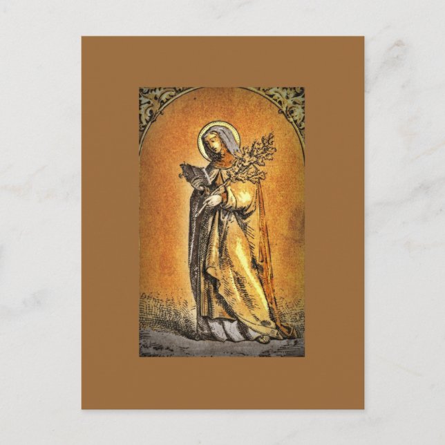 Saint Brigid liest ihre Bibel Postkarte (Vorderseite)