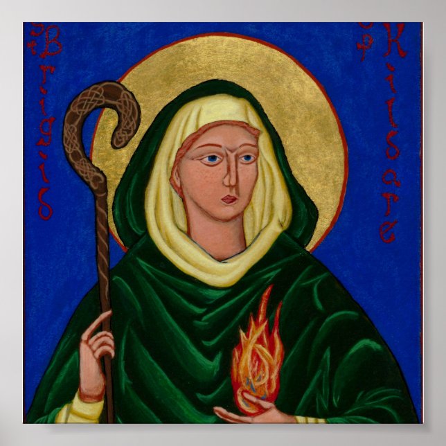 Saint Brigid mit Heiligem Feuer Poster (Vorne)