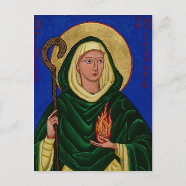 Saint Brigid mit Heiligem Feuer Postkarte (Vorderseite)