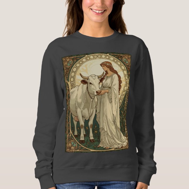 Saint Brigid of Ireland With White Cow Sweatshirt (Vorderseite)