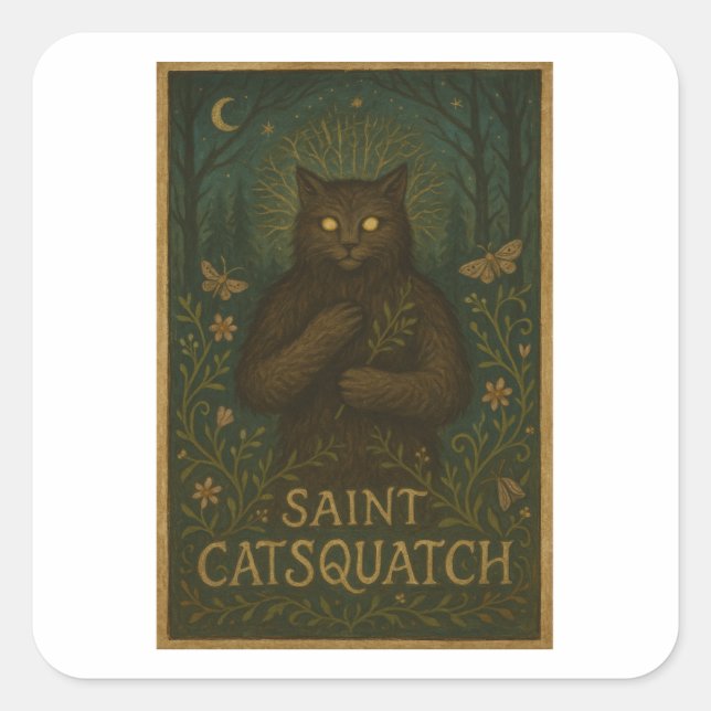 Saint Catsquatch Aufkleber WV Wald Kryptid  (Vorderseite)