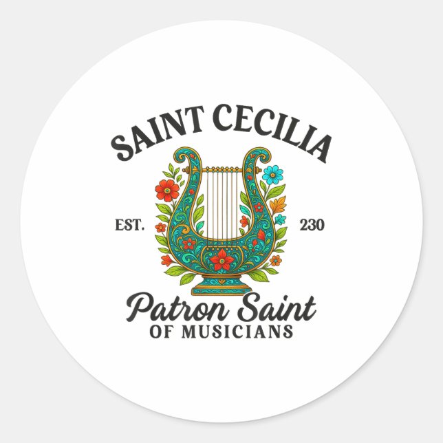 Saint Cecilia Patron Saint Of Musicians Catholic M Runder Aufkleber (Vorderseite)