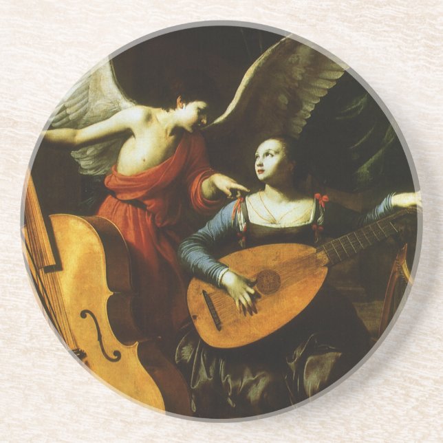 Saint Cecilia und Angel von Carlo Saraceni Getränkeuntersetzer (Vorne)