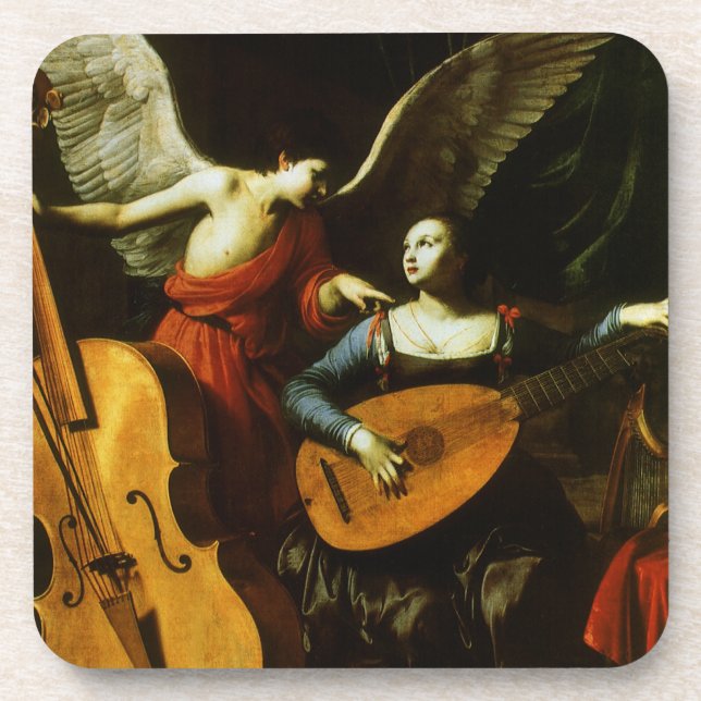 Saint Cecilia und Angel von Carlo Saraceni Getränkeuntersetzer (Vorderseite)