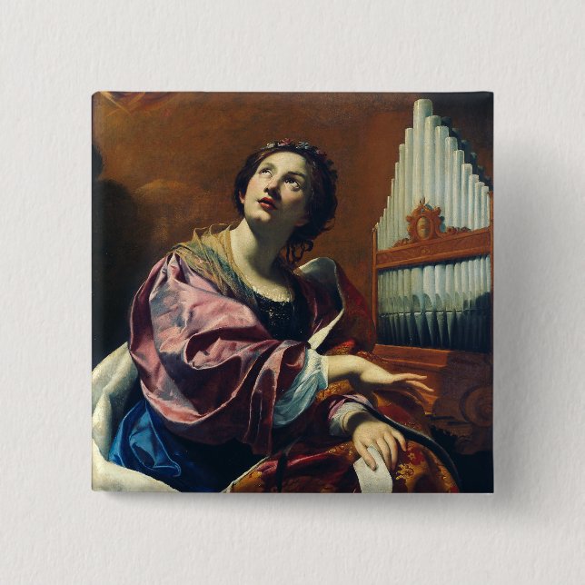 Saint Cecilia von Simon Vouet Button (Vorderseite)
