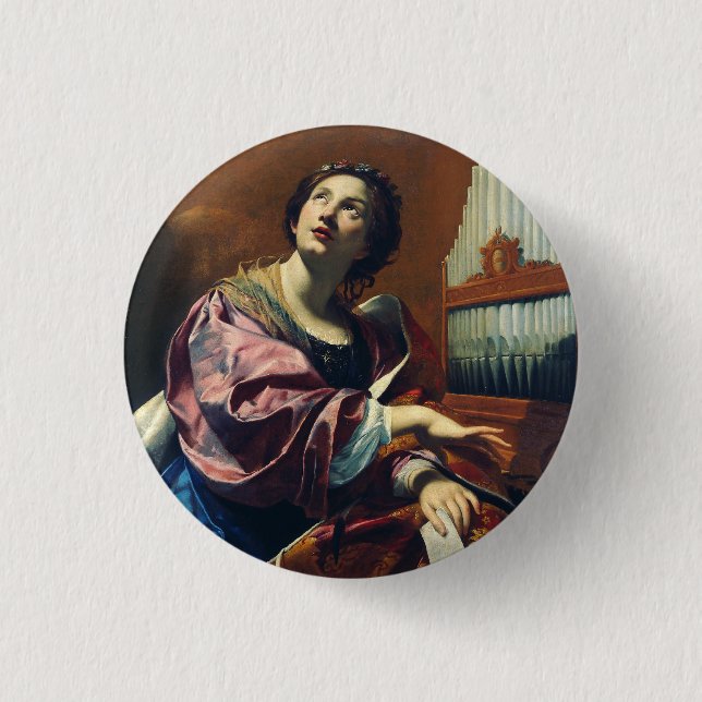 Saint Cecilia von Simon Vouet Button (Vorderseite)