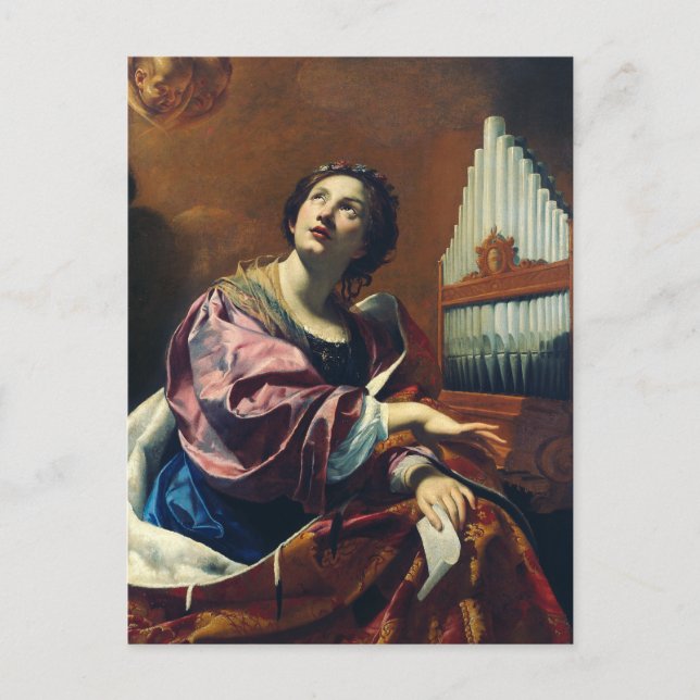 Saint Cecilia von Simon Vouet Postkarte (Vorderseite)