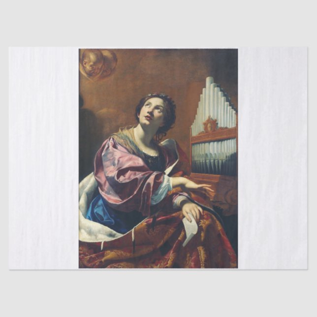 Saint Cecilia von Simon Vouet Seidenpapier (Vorderseite)