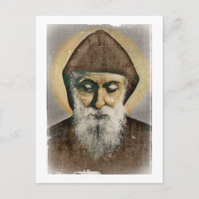 Saint Charbel Portrait Postkarte (Vorderseite)