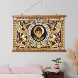 Saint Charbel Wood Topped Tapestry Wandteppich Mit Holzrahmen