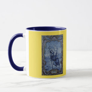 Saint Christopher Blue Tile Coffee Tasse