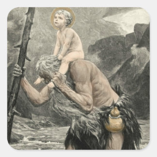 Saint Christopher Christ Reisegebet Gravur Quadratischer Aufkleber