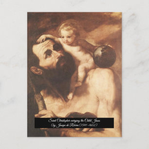 Saint Christopher mit dem Kinderchristen Postkarte