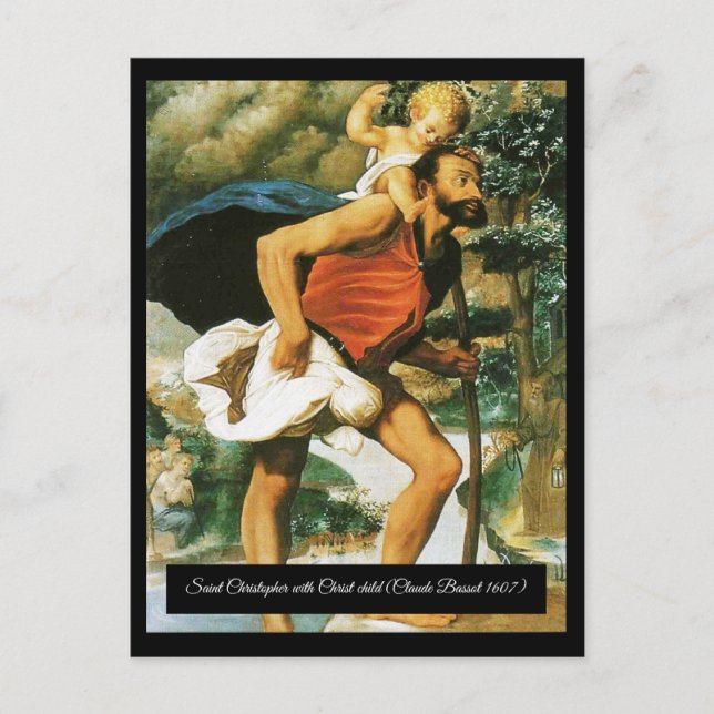 Saint Christopher mit dem Säugling Christus Postkarte (Vorderseite)