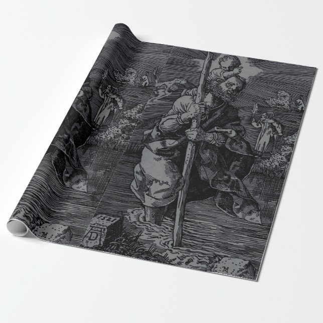 Saint Christopher, verehrt von Christen Geschenkpapier (Ungerollt)