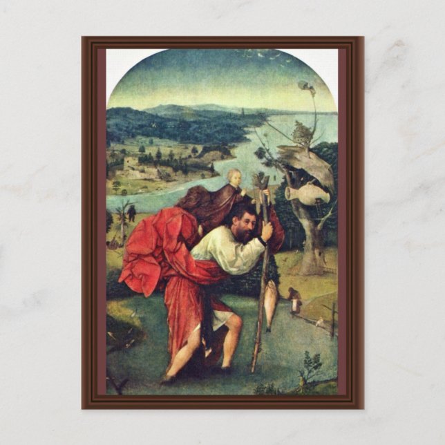 Saint Christopher. Von Hieronymus Bosch (Best Qual Postkarte (Vorderseite)