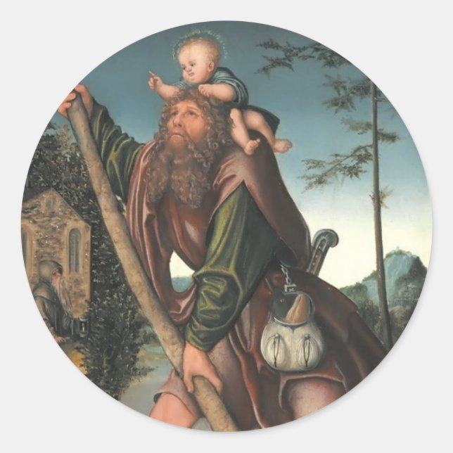Saint Christopher von Hieronymus Bosch Runder Aufkleber (Vorderseite)