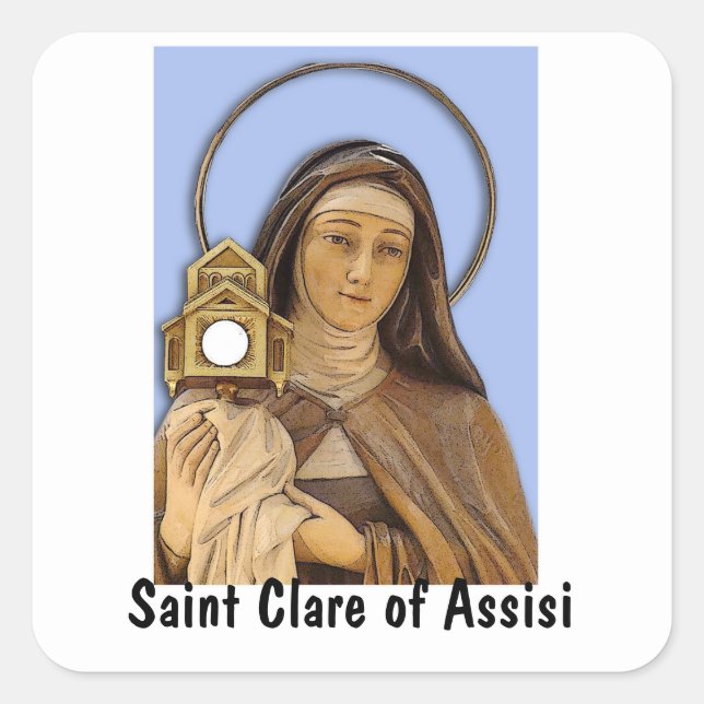 Saint Clare von Assisi Quadratischer Aufkleber (Vorderseite)