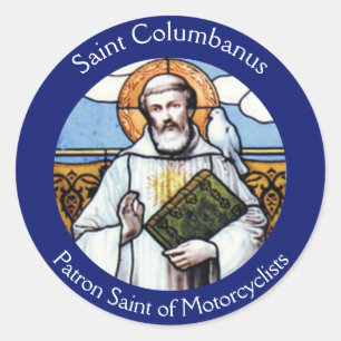 Saint Columbanus Schutzpatron der Motorradfahrer Runder Aufkleber